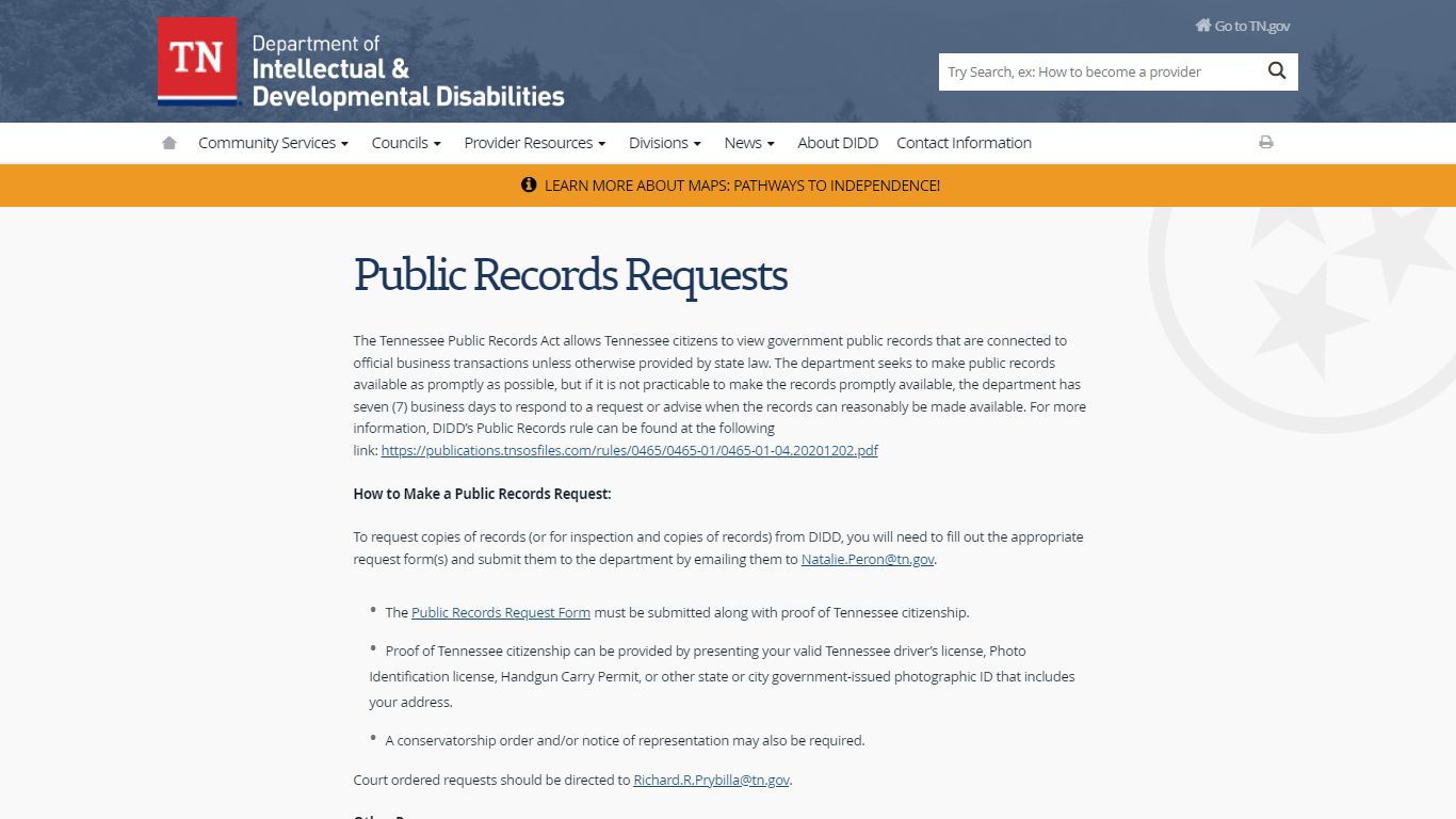 Public Records Requests - Tennessee